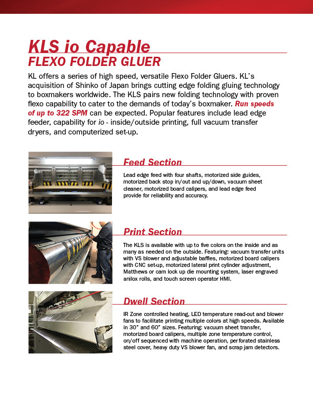 2022 KL KLS 35" x 94" 924 FFG Flexo Folder Gluers | Global Boxmachine, LLC