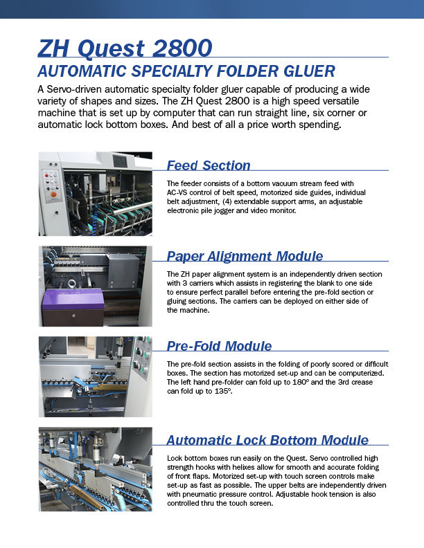 2022 ZIHONG GL-QUEST Specialty Folder Gluers | Global Boxmachine, LLC